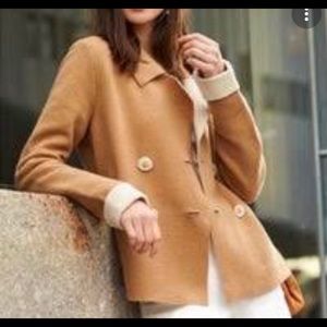 Anthropologie HWR boiled wool double breasted jacket blazer pea coat in size L
